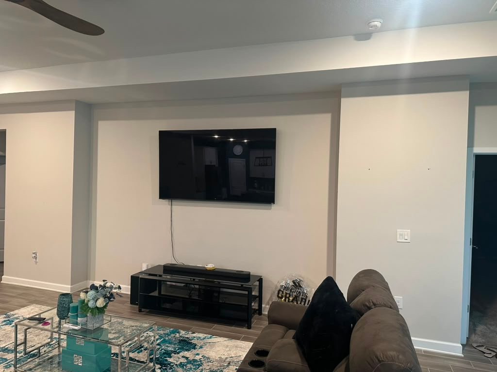 Living room media wall, before