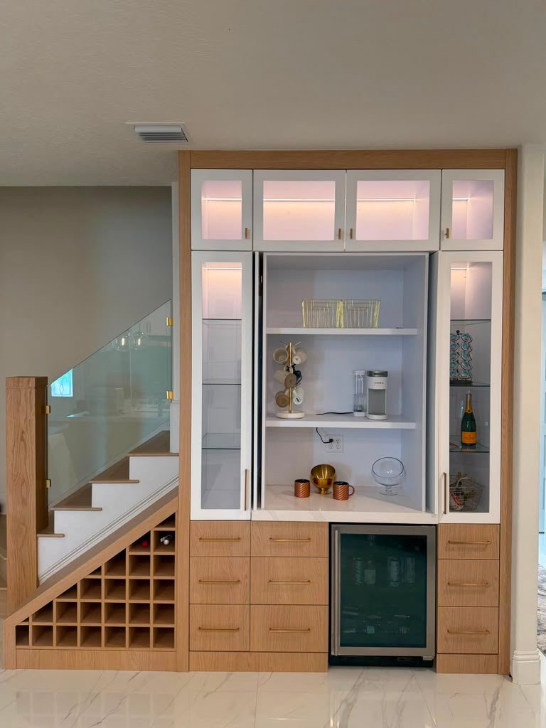Under-stair wine bar, after